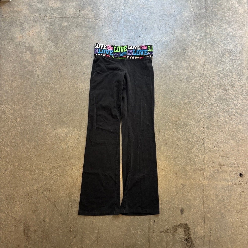 Y2k Pink Victoria's Secret Fold Over Flare Leggings Size Small